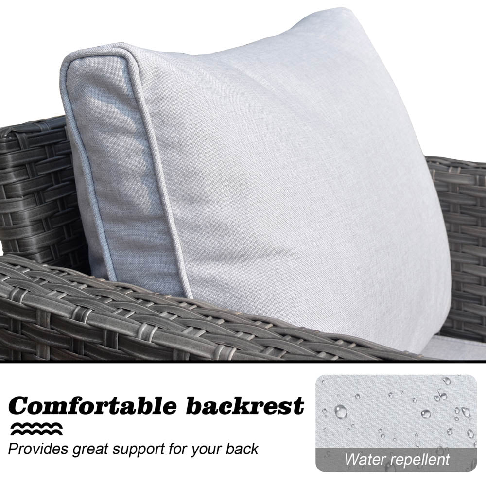 OVIOS Patio Vultros 8-Piece Set With Swivel Chair and Rectangle 42'' Propane Fire Pit Table