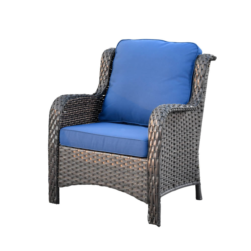 Ovios Patio Kenard 5-Piece Conversation Set with Loveseat and Tempered Glass Table