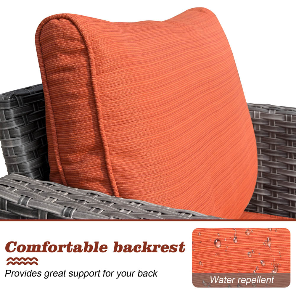 OVIOS Patio Vultros 8-Piece Set With Swivel Chair and Rectangle 42'' Propane Fire Pit Table