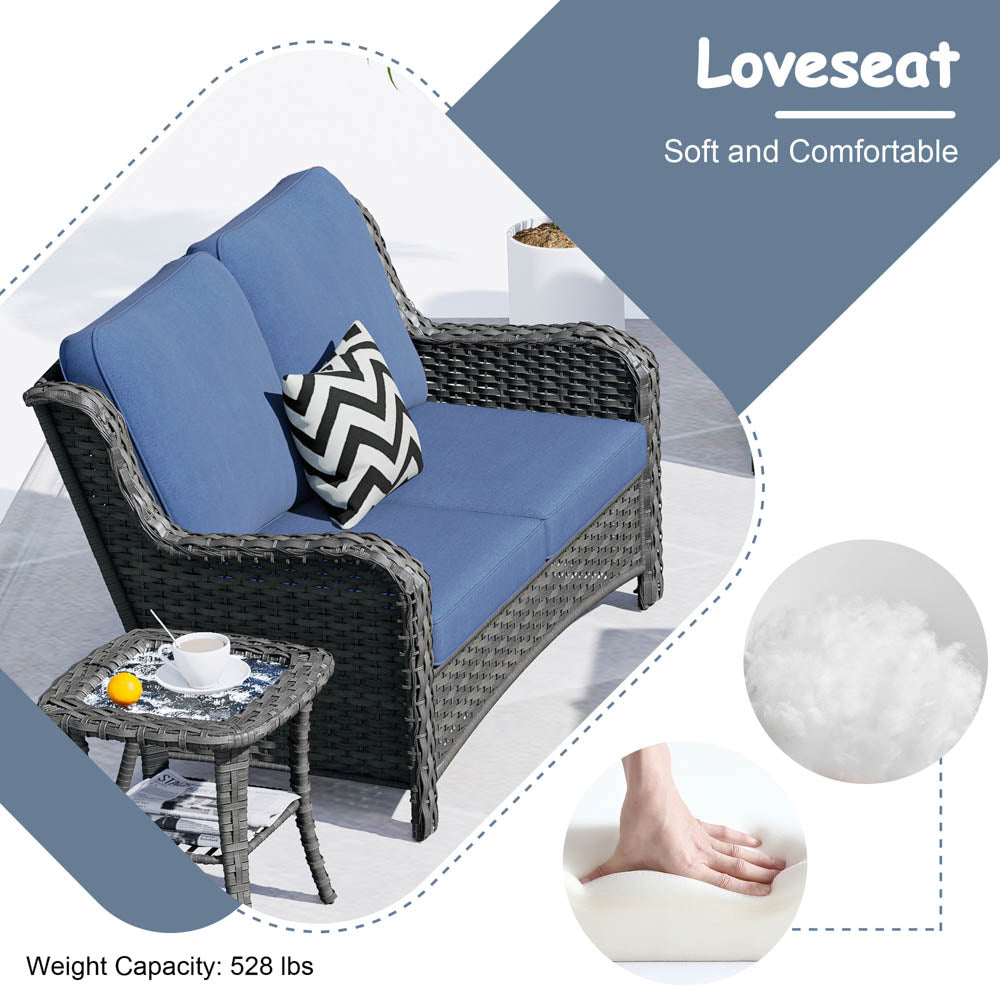 OVIOS Patio Kenard 6-Piece Conversation Set with 42'' Rectangle Propane Fire Pit Table and Rocking Chairs