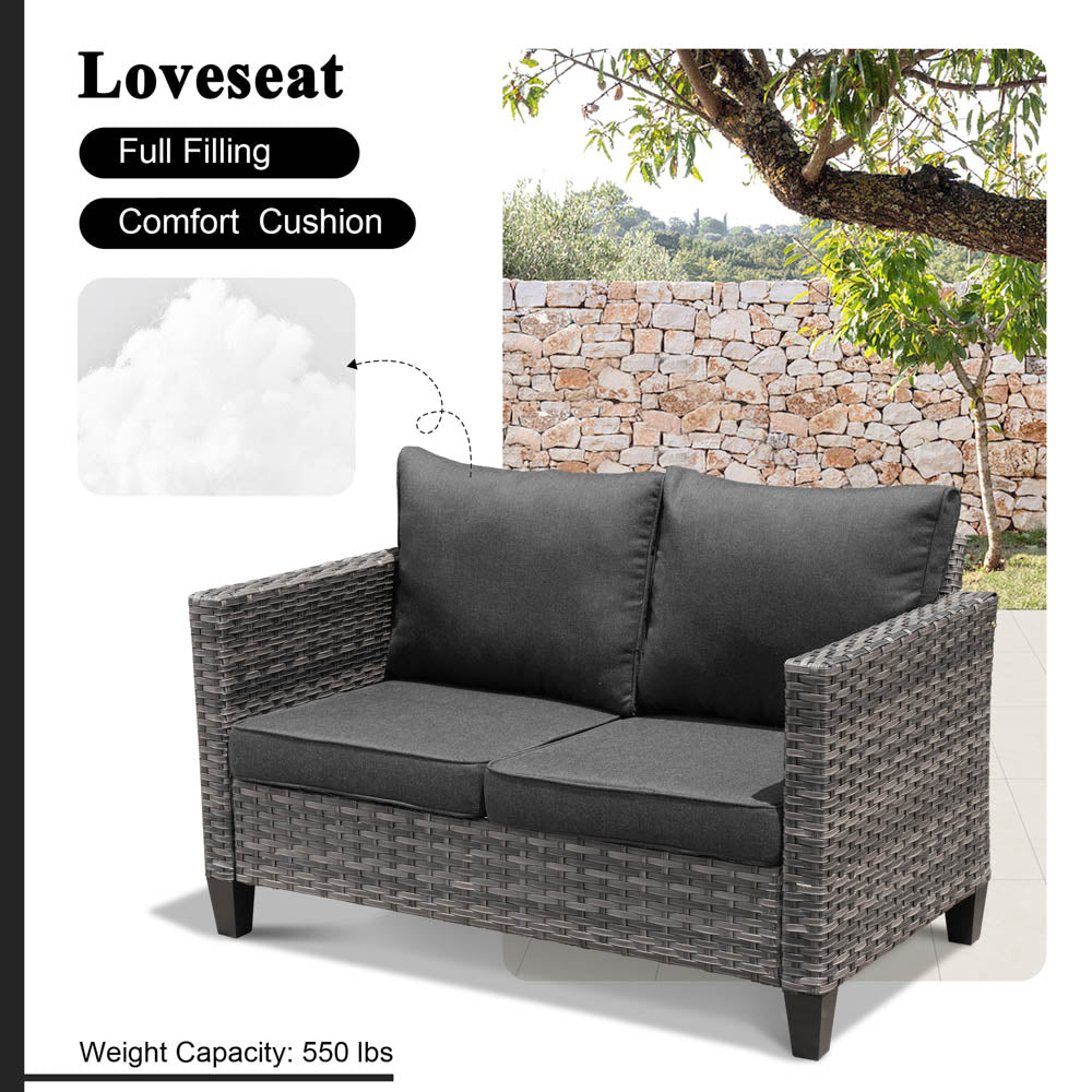 Ovios Patio Vultros Furniture Set 7-Person Seating with 30'' Propane Fire Pit Table