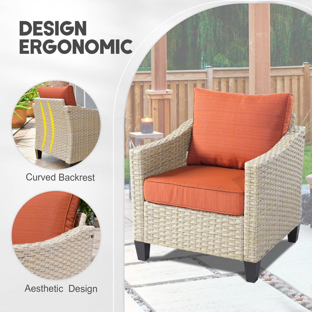 Ovios Athena Series Outdoor Patio Furniture Set 8-Piece with 42'' Rectangle Propane Fire Pit Table