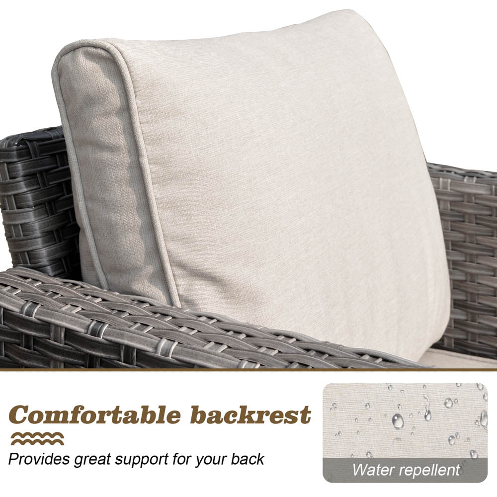 OVIOS Patio Vultros 8-Piece Set With Swivel Chair and Rectangle 42'' Propane Fire Pit Table