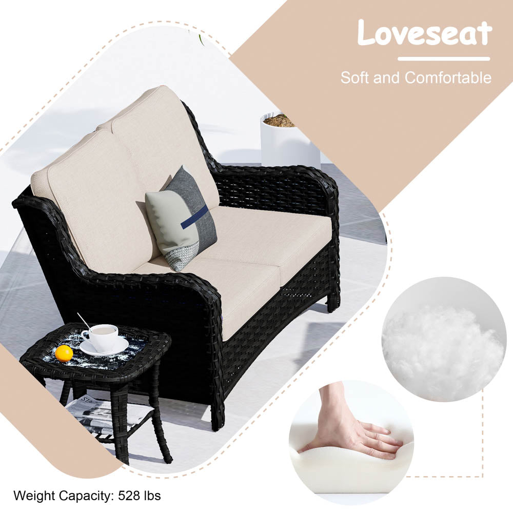 OVIOS Patio Kenard 6-Piece Conversation Set with 42'' Rectangle Propane Fire Pit Table and Rocking Chairs