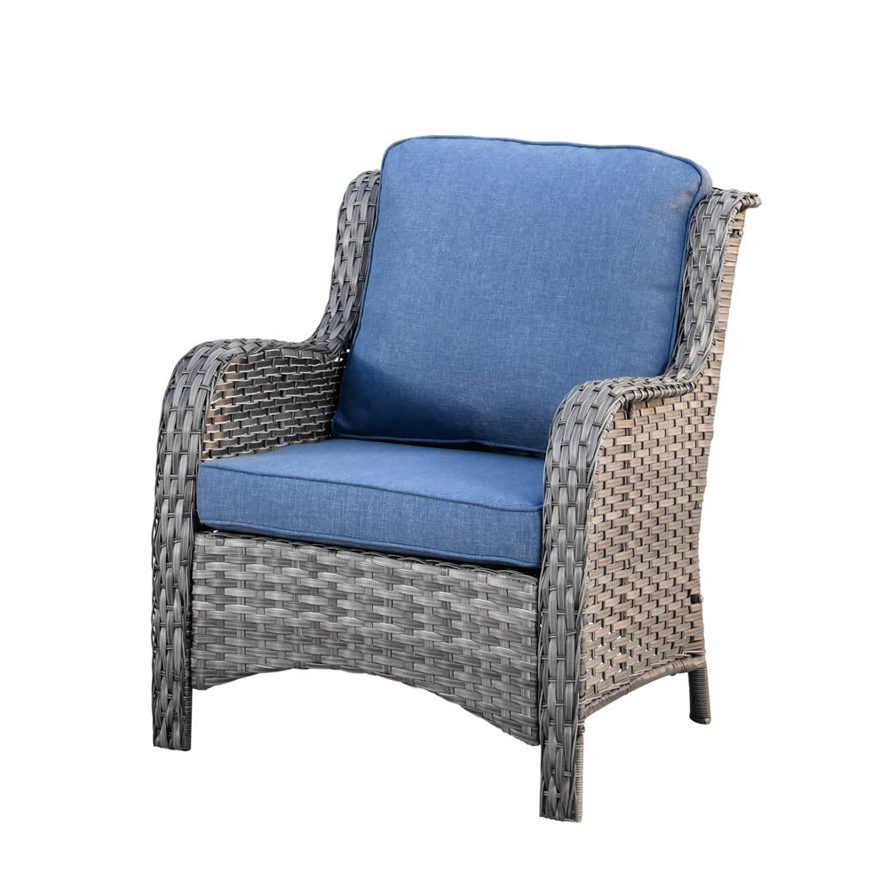 Ovios Patio Kenard 5-Piece Conversation Set with Loveseat and Tempered Glass Table