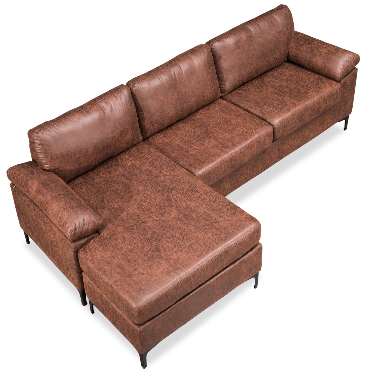 Ovios Living Room Reversible Sofa Chaise 100.40" Wide with Ottoman