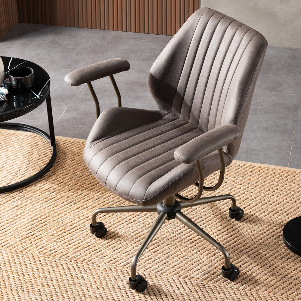 Ovios Office Chair Suede Fabric for Executive or Home Office Ergonomic Chair-Dark Grey