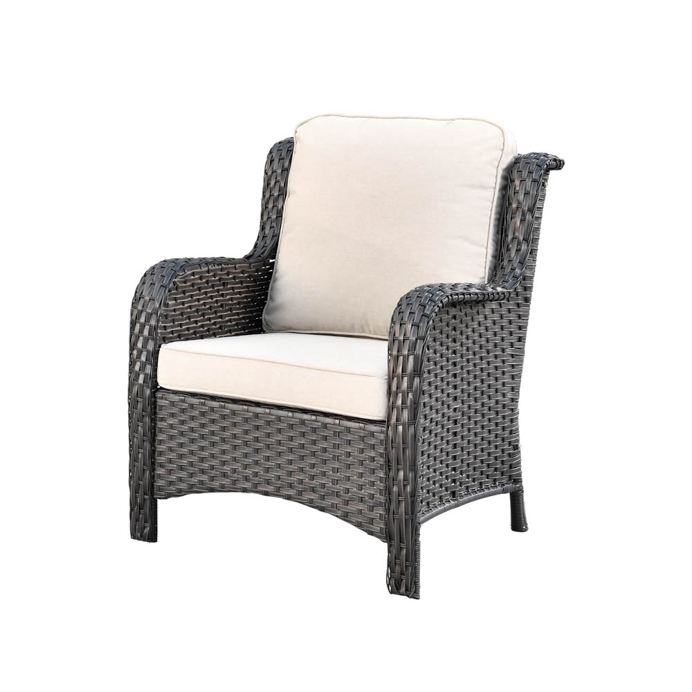 Ovios Patio Kenard 5-Piece Conversation Set with Loveseat and Tempered Glass Table