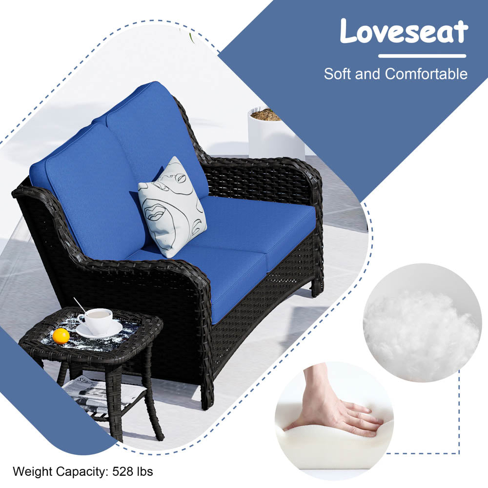 OVIOS Patio Kenard 6-Piece Conversation Set with 42'' Rectangle Propane Fire Pit Table and Rocking Chairs