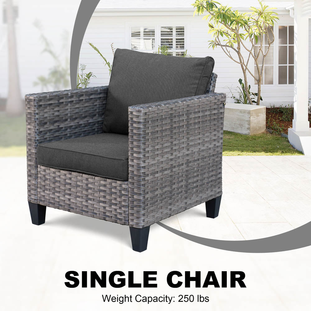 OVIOS Patio Vultros 8-Piece Set With Swivel Chair and Rectangle 42'' Propane Fire Pit Table