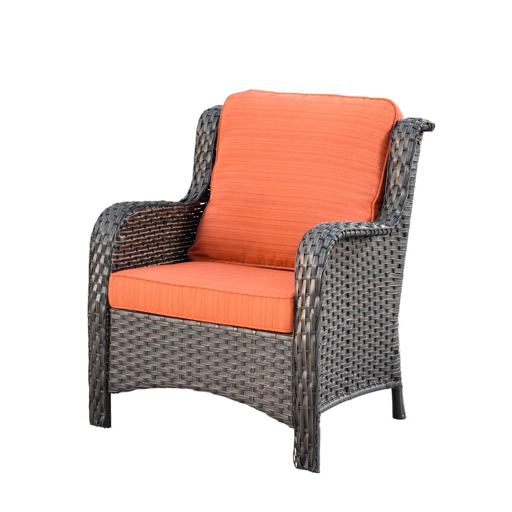 Ovios Patio Kenard 5-Piece Conversation Set with Loveseat and Tempered Glass Table