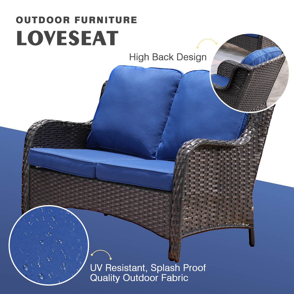 OVIOS Patio Kenard 6-Piece Conversation Set with 30'' Propane Fire Pit Table and Rocking Chairs