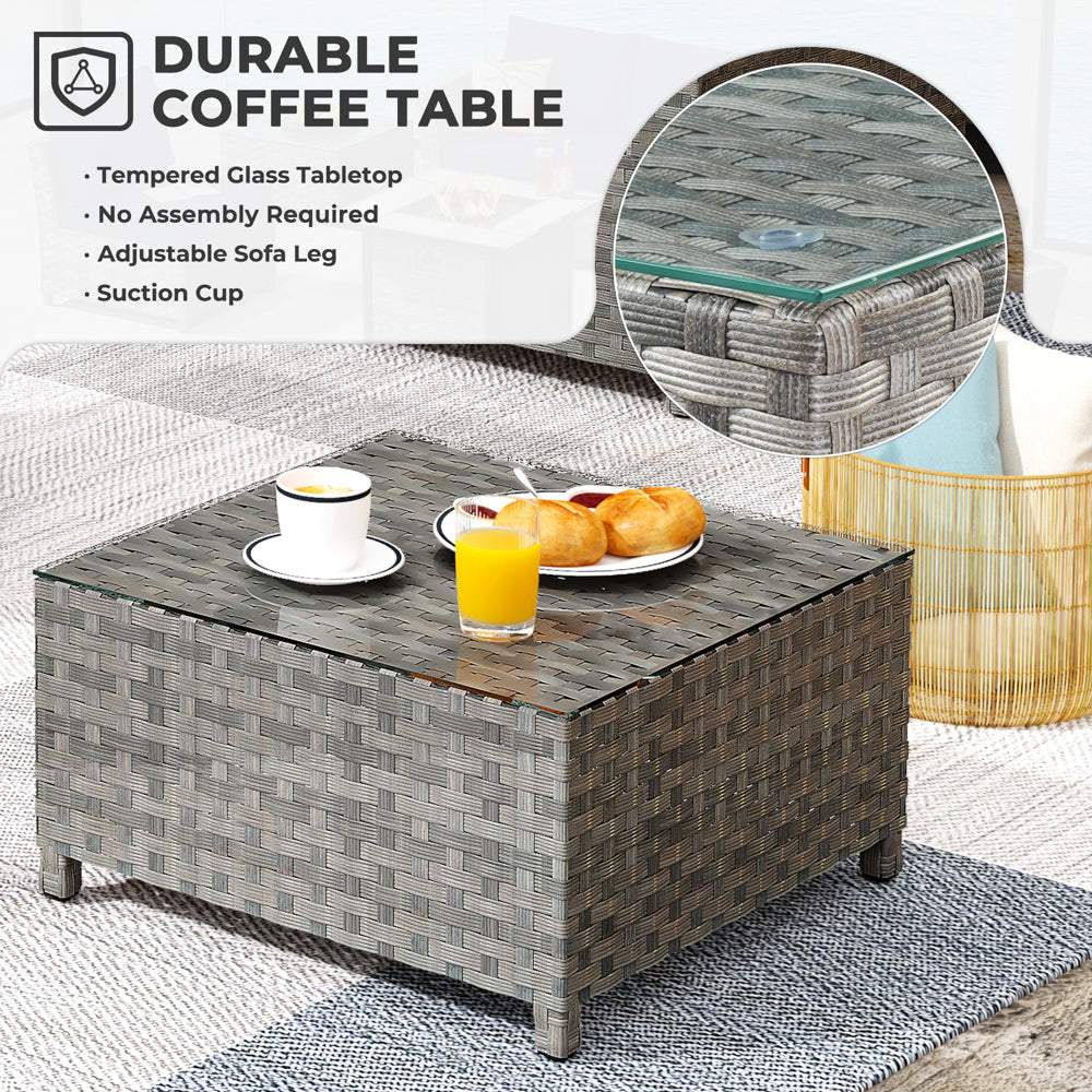 OVIOS Patio Furniture Set New Rimaru 7-Piece Set include 30'' Square Fire Pit Table Partially Assembled