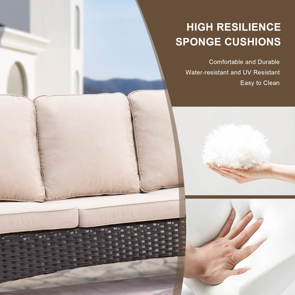 OVIOS Patio Kenard 2-Piece Conversation Set with Loveseat and Three-seat Couch