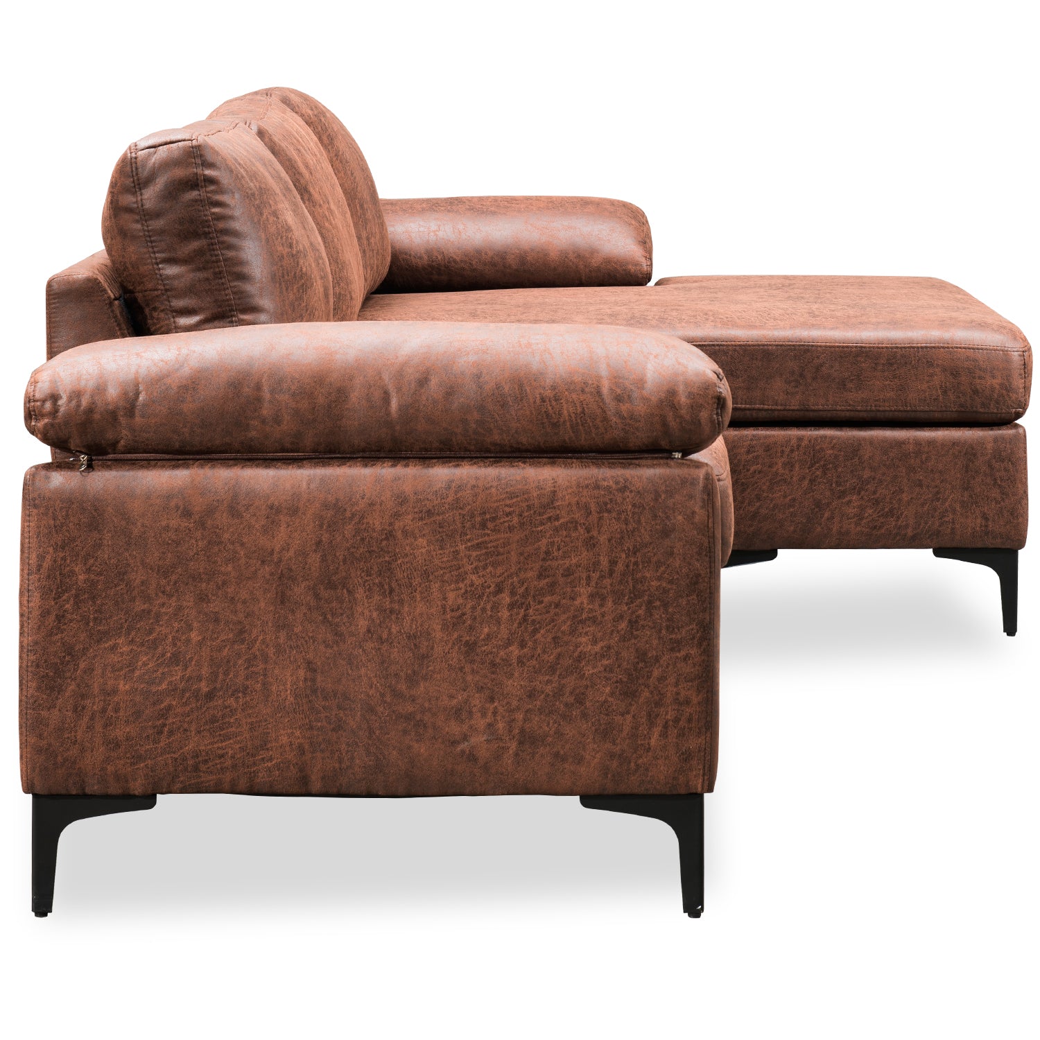 Ovios Living Room Reversible Sofa Chaise 100.40" Wide with Ottoman