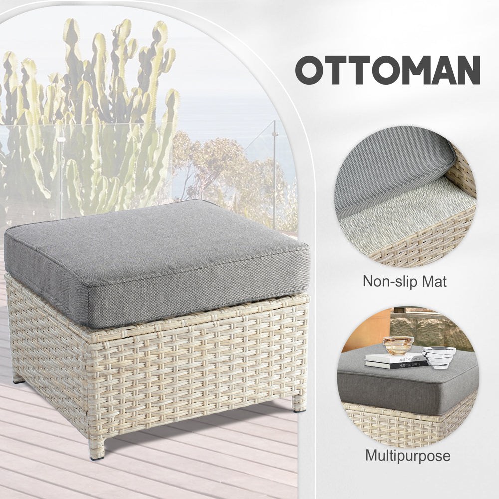 Ovios Athena Series Outdoor Patio Furniture Set 8-Piece with 42'' Rectangle Propane Fire Pit Table