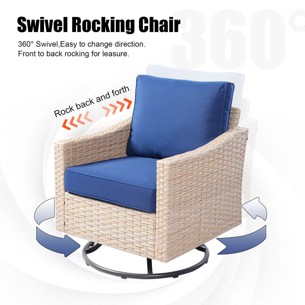 Ovios Athena Series Outdoor Patio Furniture Set 3-Piece, Swivel Chairs and Side Table