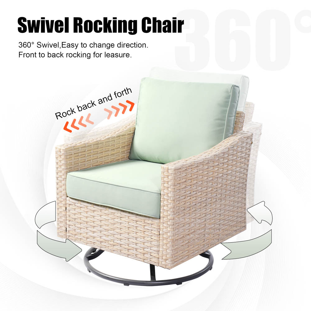 Ovios Athena Series Outdoor Patio Furniture Set 3-Piece, Swivel Chairs and Side Table