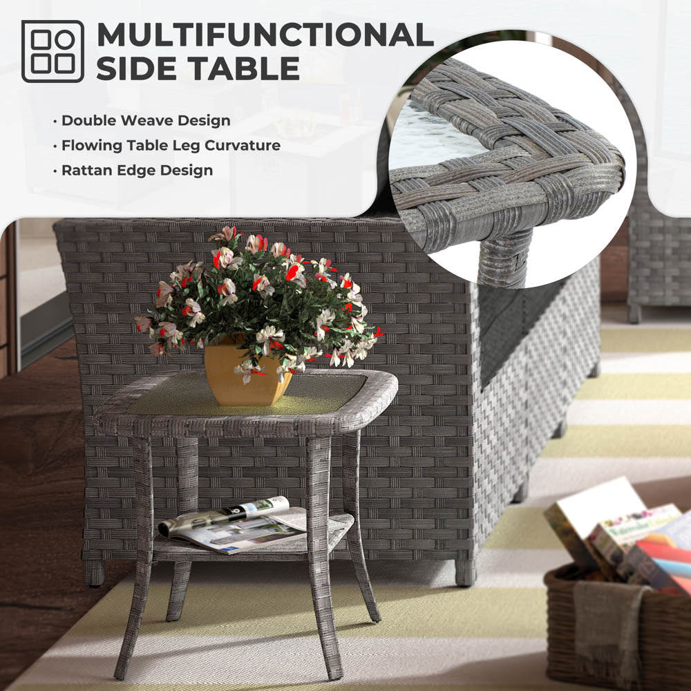 OVIOS New Rimaru Series Patio Furniture Set 15-Piece include Swivel Chairs and 42"Rectangle Fire Pit Table Partially Assembled