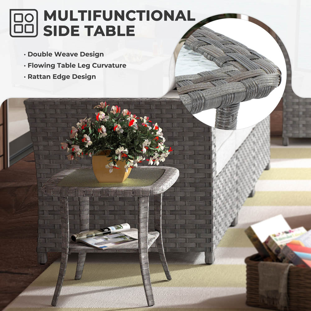 OVIOS New Rimaru Series Patio Furniture Set 15-Piece include Swivel Chairs and 42"Rectangle Fire Pit Table Partially Assembled