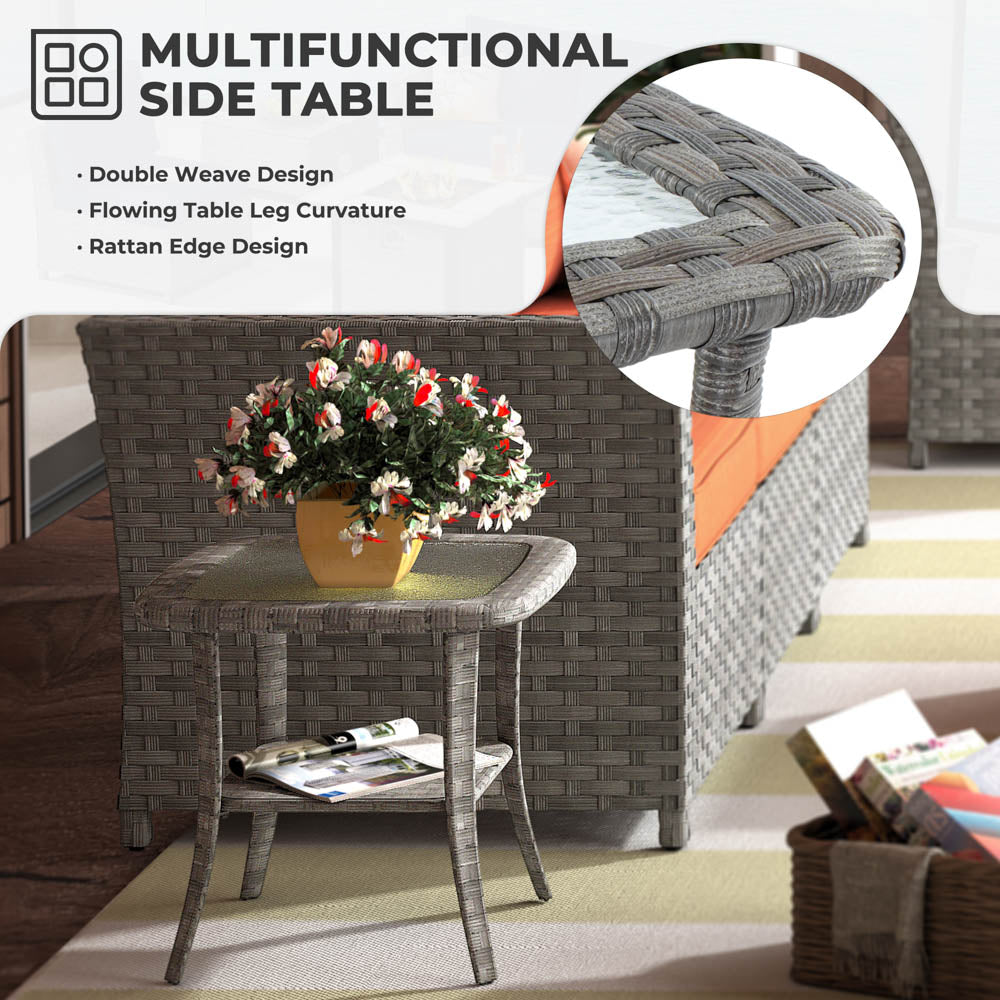 OVIOS New Rimaru Series Patio Furniture Set 15-Piece include Swivel Chairs and 42"Rectangle Fire Pit Table Partially Assembled