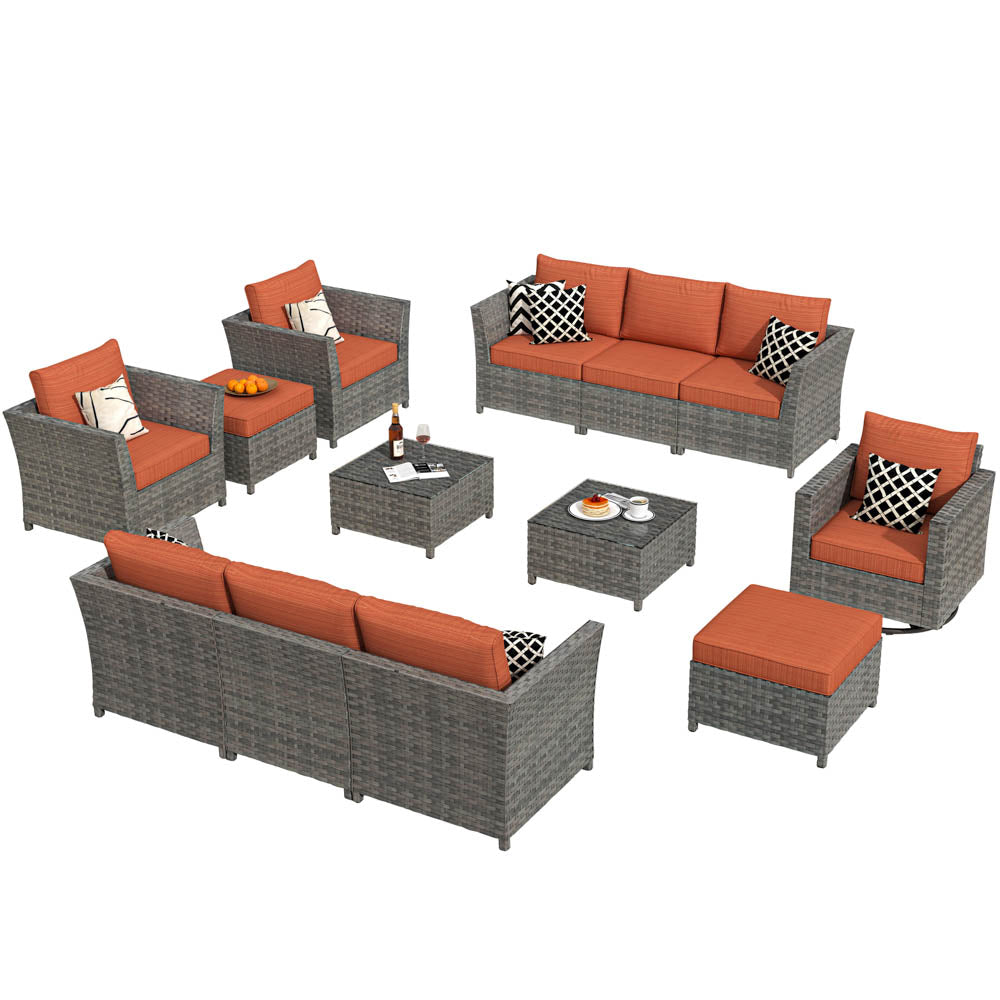 Ovios New Rimaru Series Patio Furniture Set  13-Piece include Swivel Chairs Set Partially Assembled
