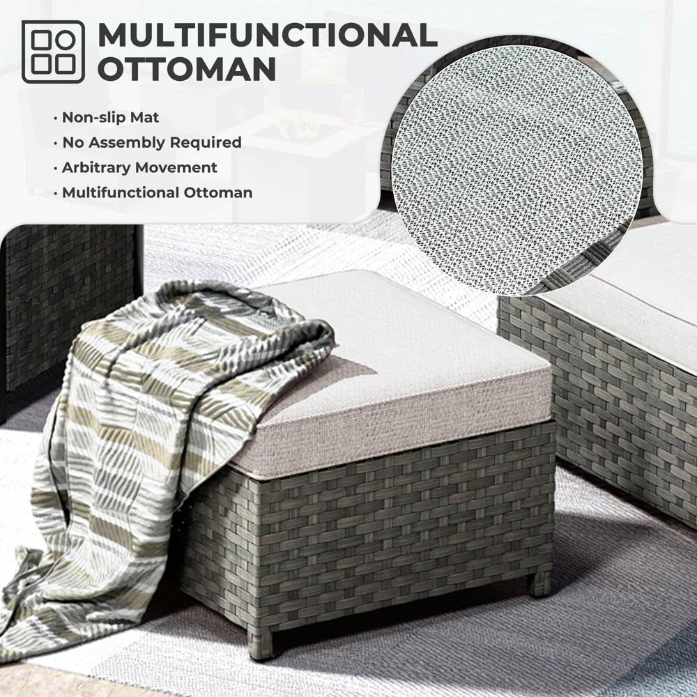 OVIOS New Rimaru Series Patio Furniture Set 15-Piece include Swivel Chairs and 42"Rectangle Fire Pit Table Partially Assembled