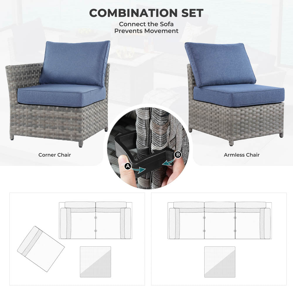 OVIOS New Rimaru Series Patio Furniture Set 13-Piece include Swivel Chairs Set Partially Assembled