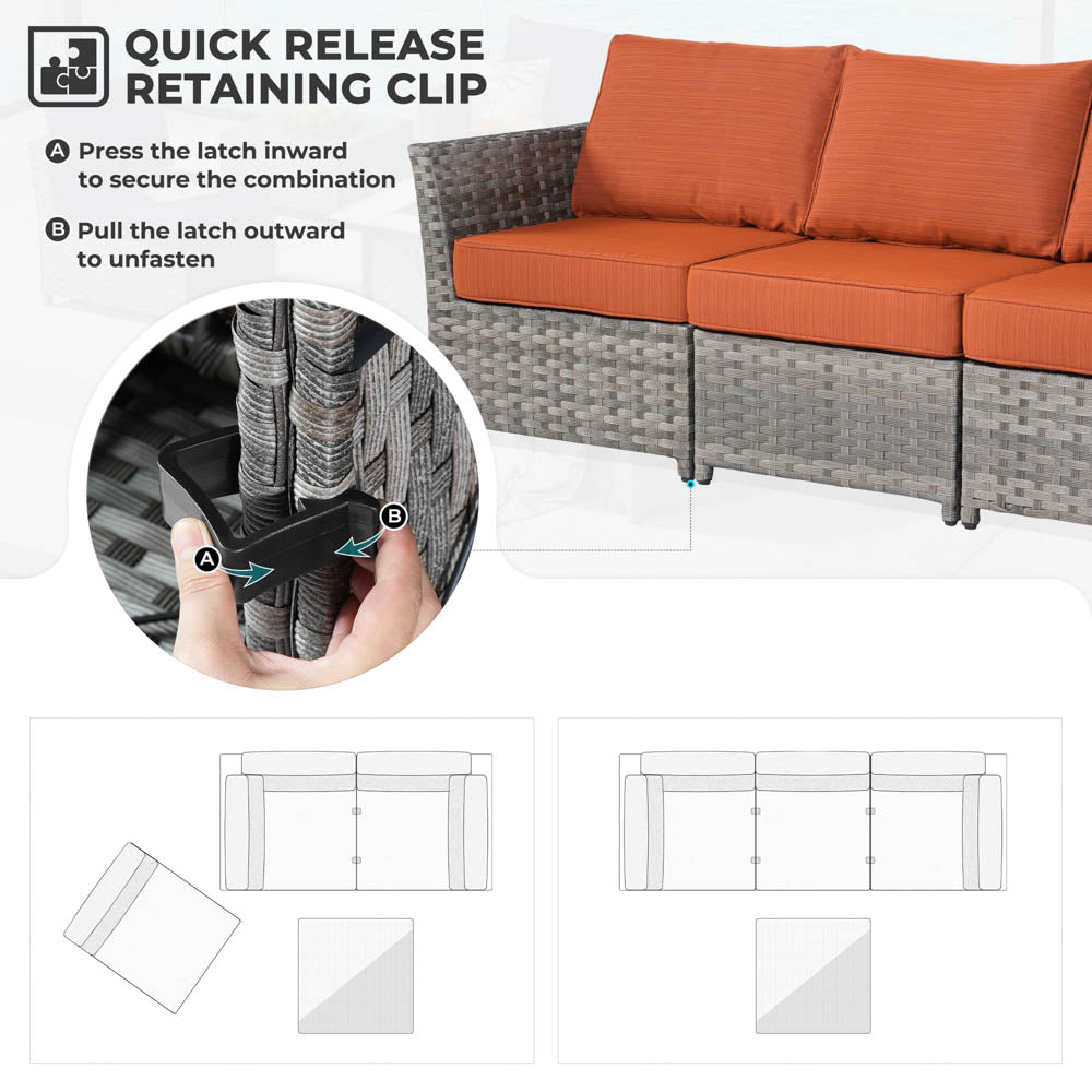 OVIOS New Rimaru Series Patio Furniture Set 7-Piece include Swivel Chairs Set Partially Assembled