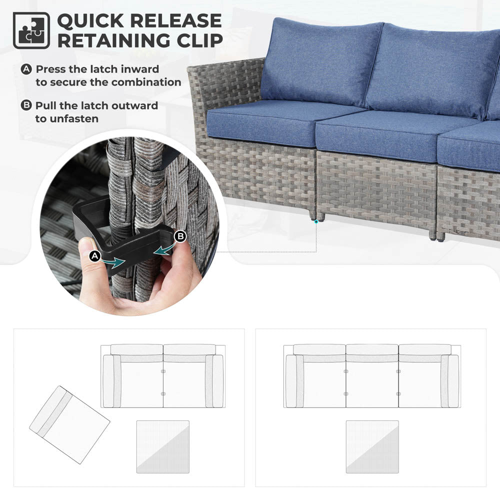 OVIOS New Rimaru Series Patio Furniture Set 15-Piece include Swivel Chairs and 42"Rectangle Fire Pit Table Partially Assembled