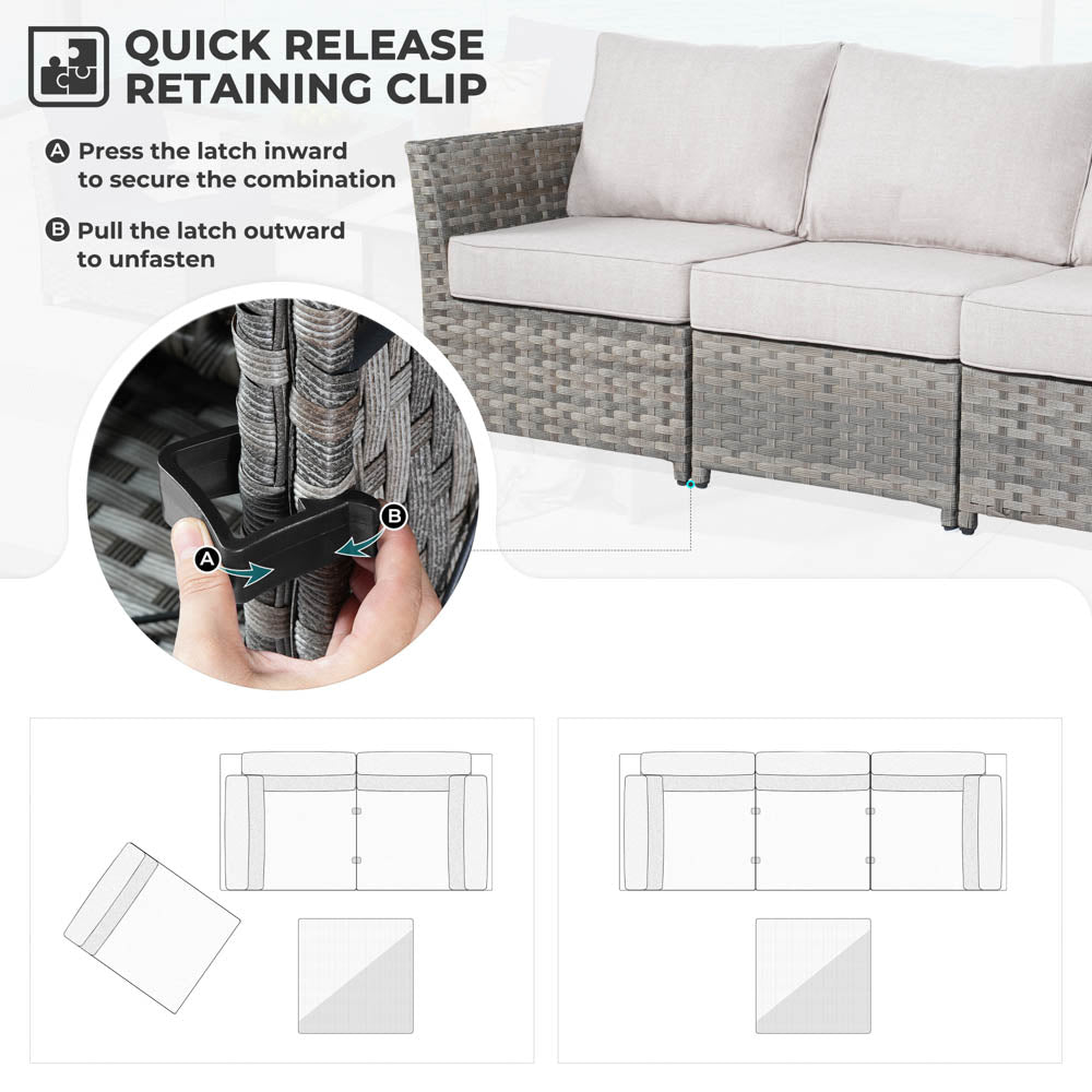 OVIOS New Rimaru Series Patio Furniture Set 10-Piece include 42"Rectangle Fire Pit Table Partially Assembled