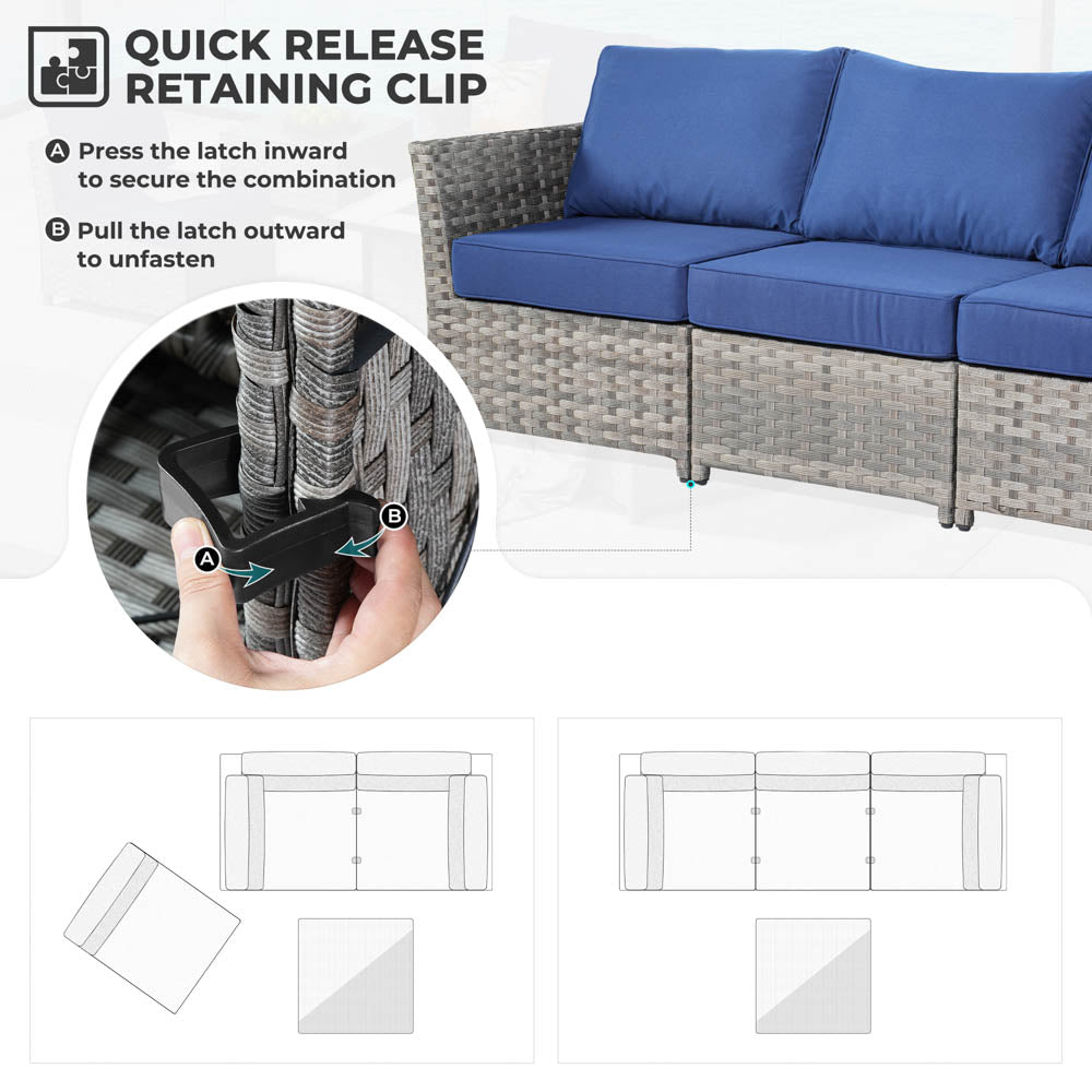 OVIOS New Rimaru Series Patio Furniture Set 13-Piece include 42"Rectangle Fire Pit Table Partially Assembled