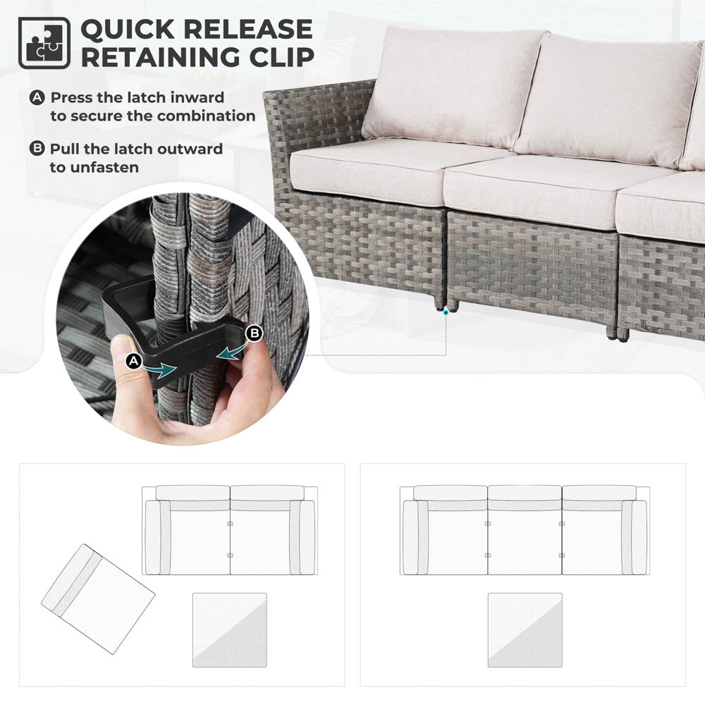 OVIOS New Rimaru Series Patio Furniture Set 15-Piece include Swivel Chairs and 42"Rectangle Fire Pit Table Partially Assembled