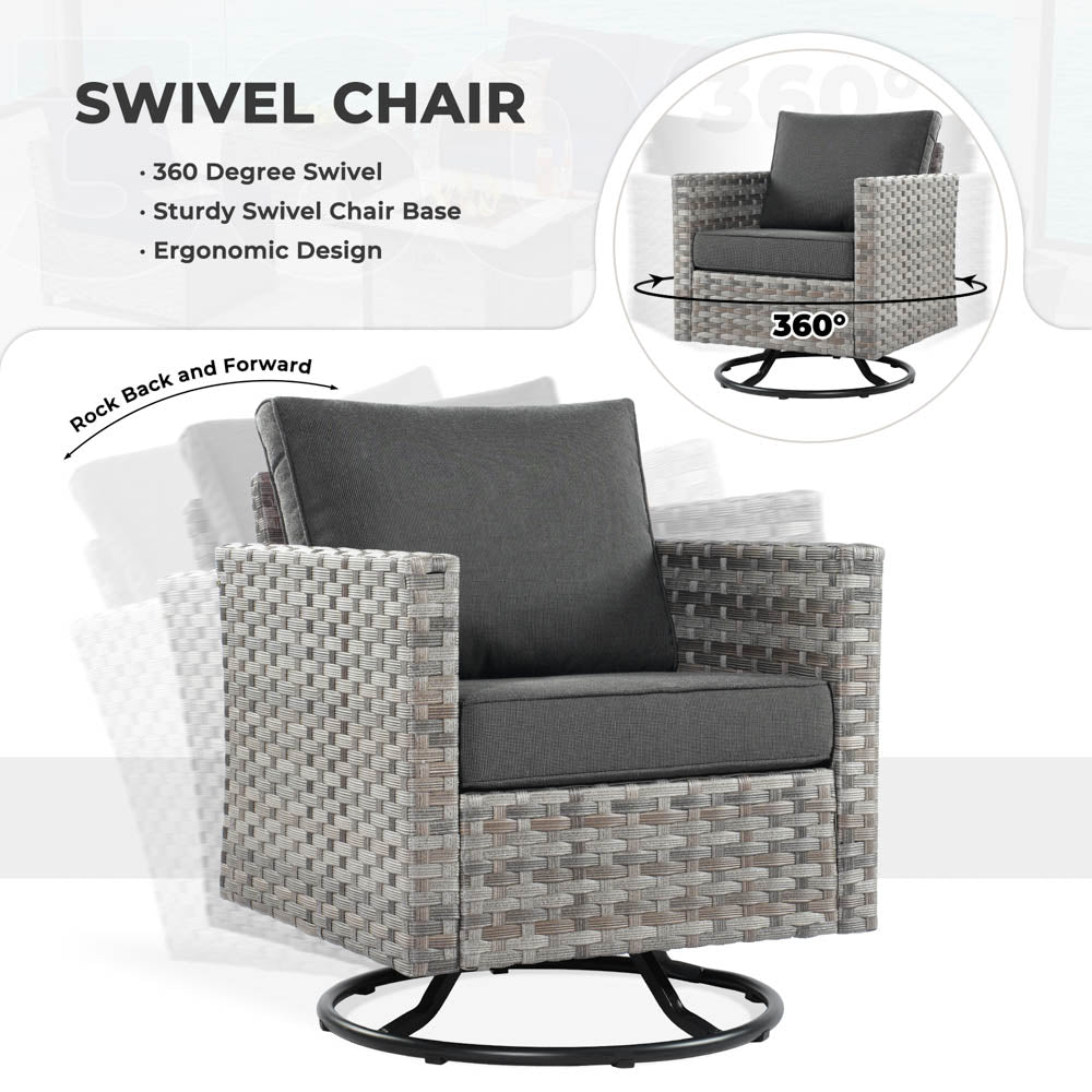 OVIOS New Rimaru Series Patio Furniture Set 13-Piece include Swivel Chairs Set Partially Assembled