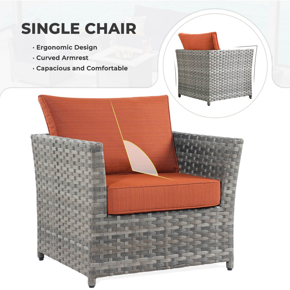 OVIOS New Rimaru Series Patio Furniture Set 10-Piece include 42"Rectangle Fire Pit Table Partially Assembled