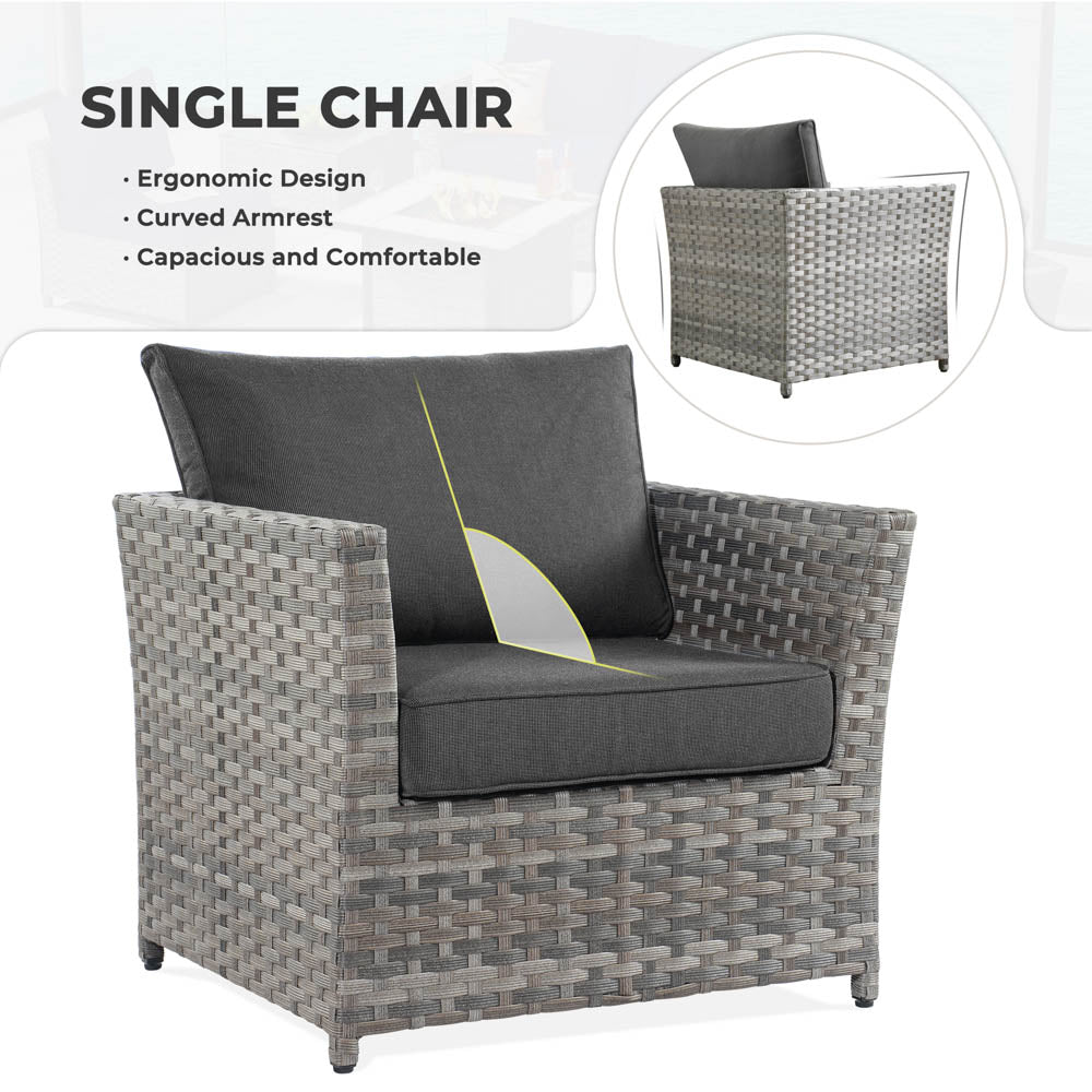 OVIOS New Rimaru Series Patio Furniture Set 10-Piece include 42"Rectangle Fire Pit Table Partially Assembled