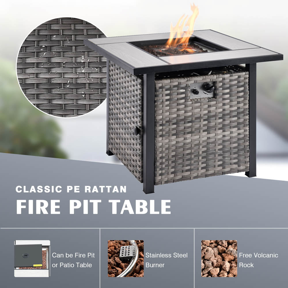 OVIOS Patio Kenard 6-Piece Conversation Set with 30'' Propane Fire Pit Table and Rocking Chairs