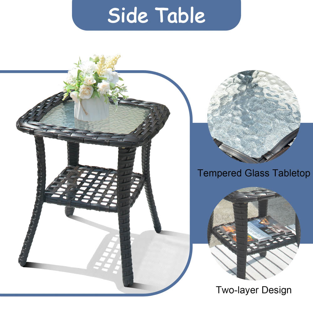 OVIOS Patio Kenard 6-Piece Conversation Set with 42'' Rectangle Propane Fire Pit Table and Rocking Chairs