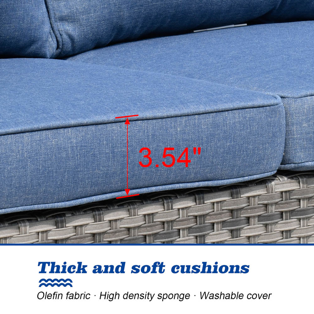 OVIOS Patio Vultros 8-Piece Set With Swivel Chair and Rectangle 42'' Propane Fire Pit Table