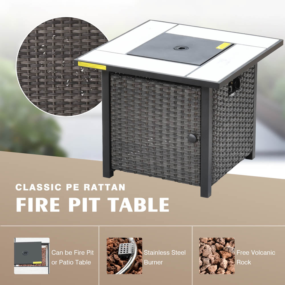 OVIOS Patio Kenard 6-Piece Conversation Set with 30'' Propane Fire Pit Table and Rocking Chairs