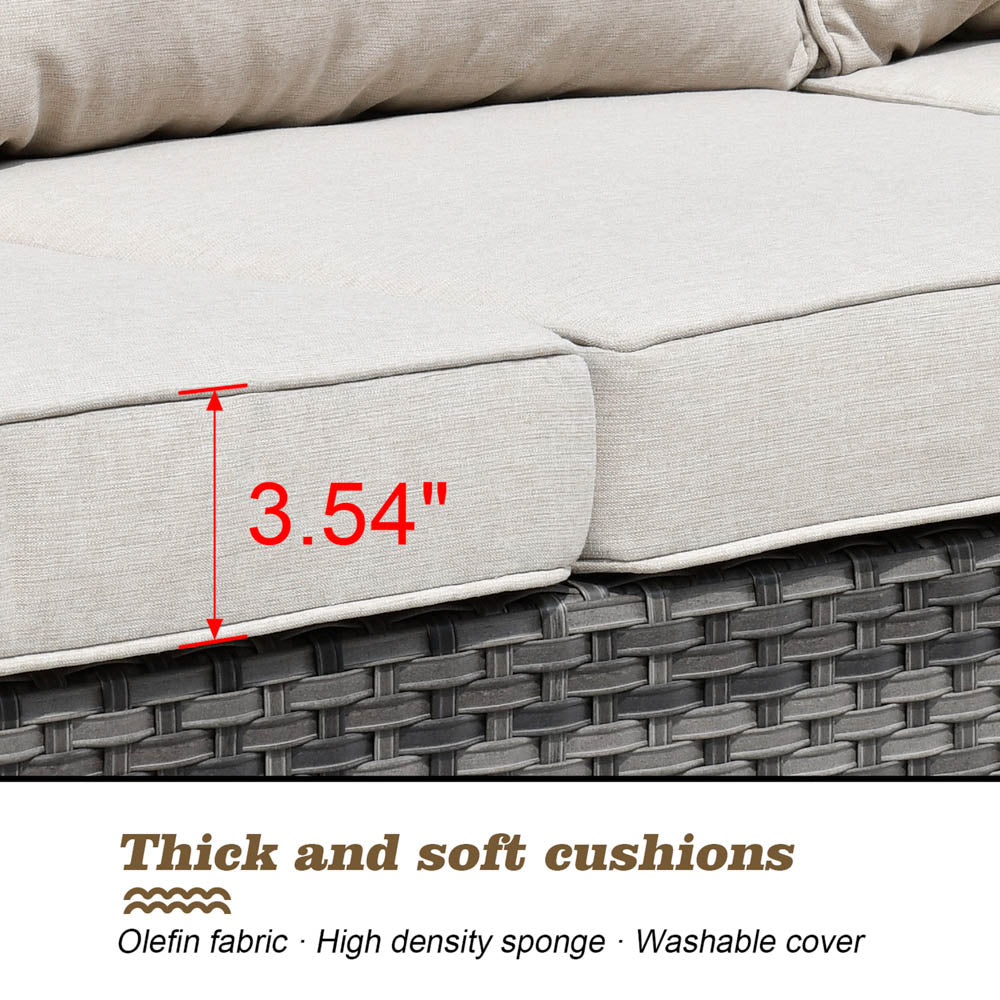 OVIOS Patio Vultros 8-Piece Set With Swivel Chair and Rectangle 42'' Propane Fire Pit Table