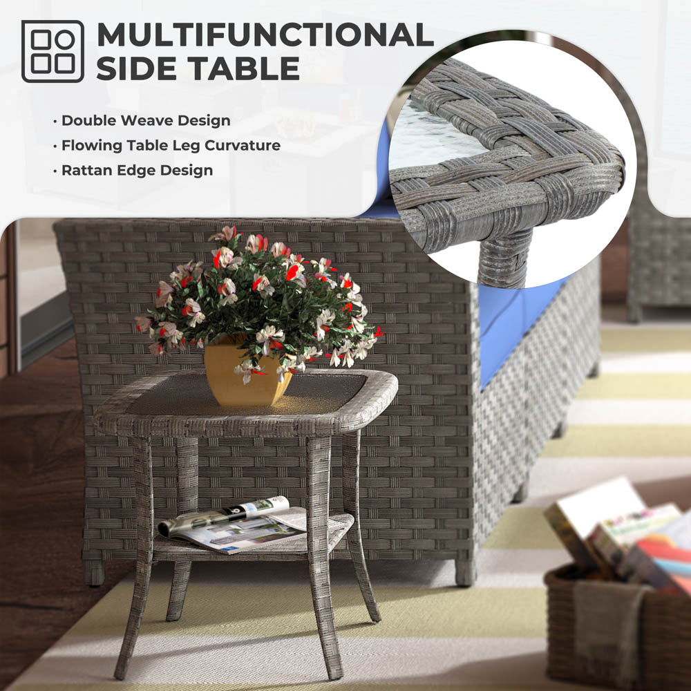 OVIOS New Rimaru Series Patio Furniture Set 15-Piece include Swivel Chairs and 42"Rectangle Fire Pit Table Partially Assembled