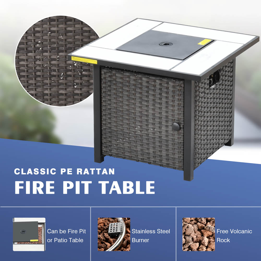 OVIOS Patio Kenard 6-Piece Conversation Set with 30'' Propane Fire Pit Table and Rocking Chairs