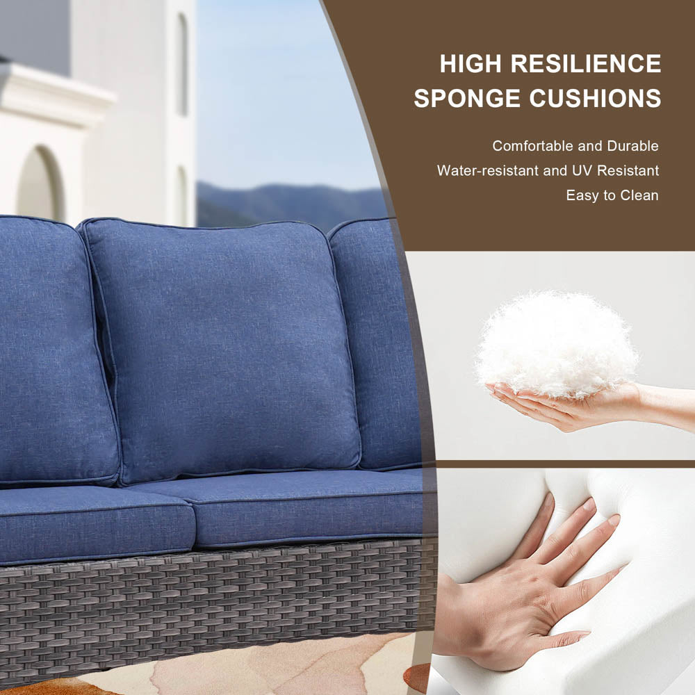 OVIOS Patio Kenard 2-Piece Conversation Set with Loveseat and Three-seat Couch