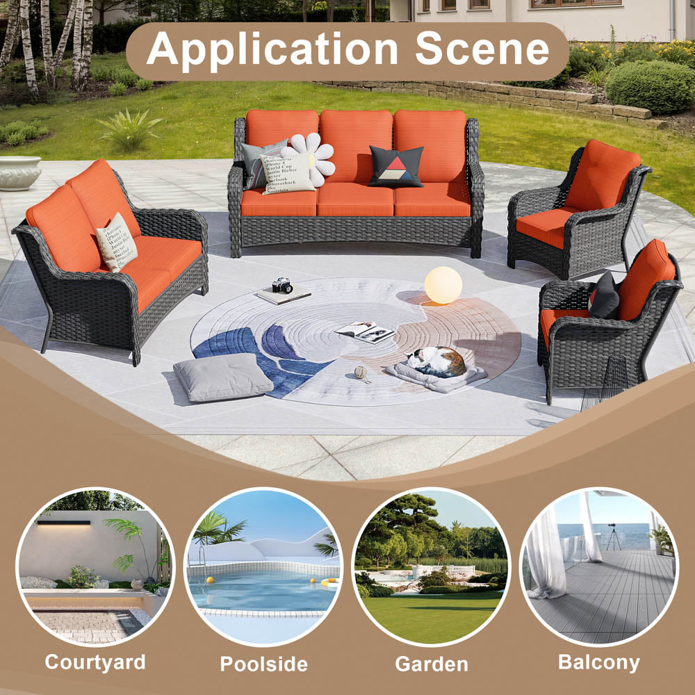 Ovios Patio Kenard 4-Piece Conversation Set with Loveseat