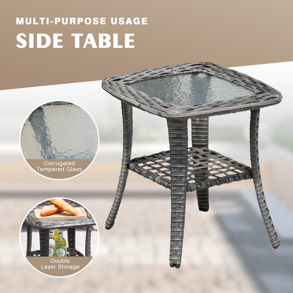 OVIOS Patio Kenard 6-Piece Conversation Set with 30'' Propane Fire Pit Table and Rocking Chairs