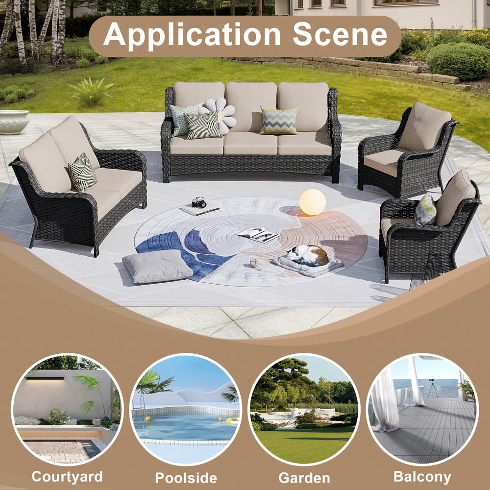 Ovios Patio Kenard 4-Piece Conversation Set with Loveseat