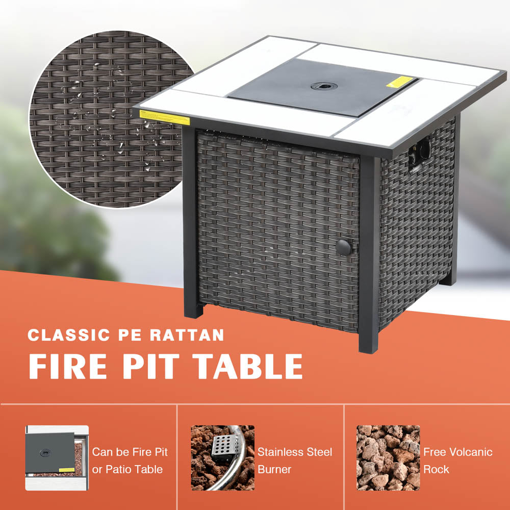 OVIOS Patio Kenard 6-Piece Conversation Set with 30'' Propane Fire Pit Table and Rocking Chairs