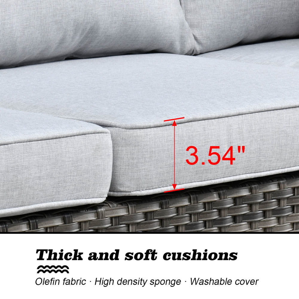 OVIOS Patio Vultros 8-Piece Set With Swivel Chair and Rectangle 42'' Propane Fire Pit Table