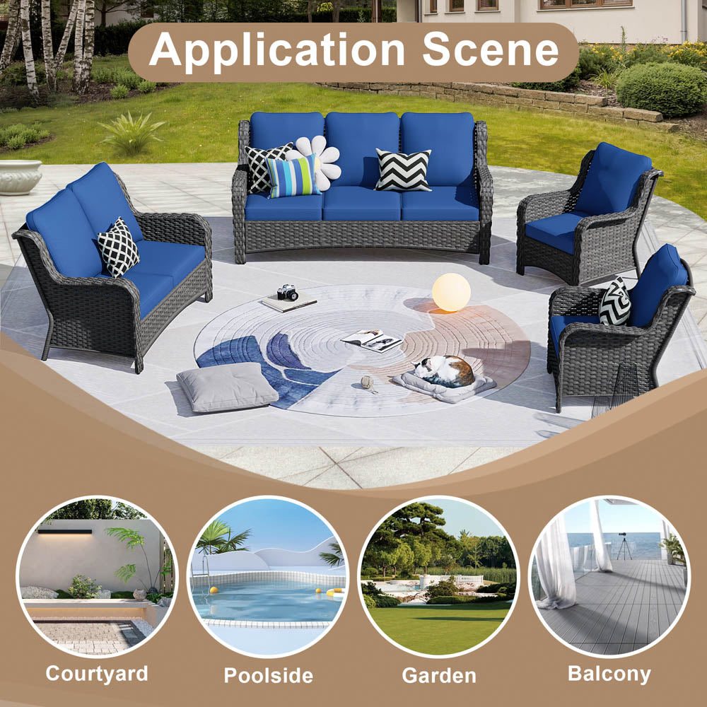 Ovios Patio Kenard 4-Piece Conversation Set with Loveseat